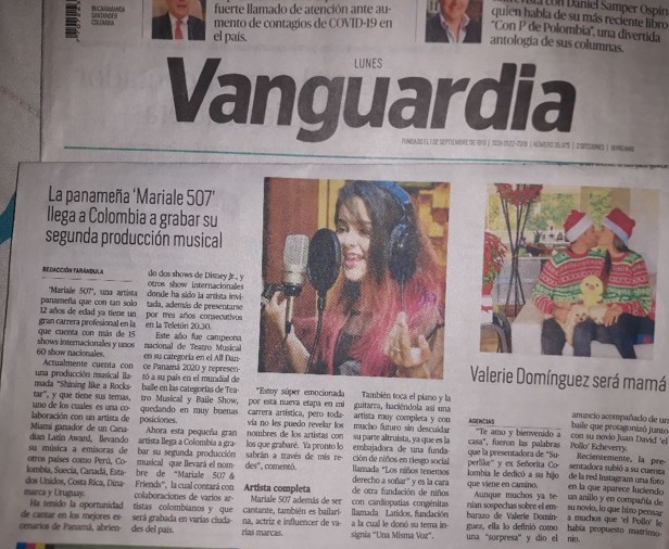 Recorte de Vanguardia sobre la llegada de MARIALE 507 a Colombia