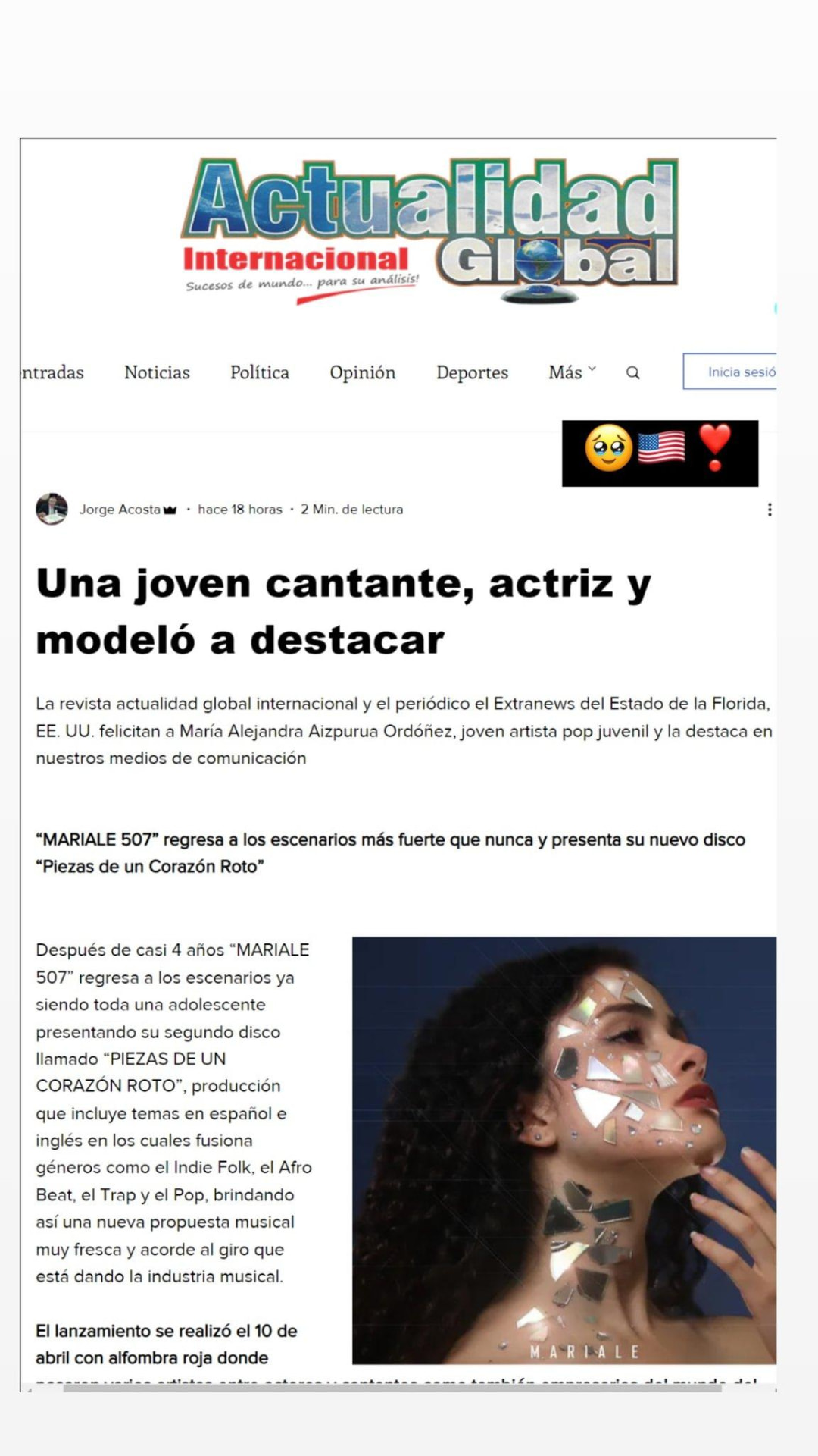Artículo de Actualidad Global Internacional sobre MARIALE